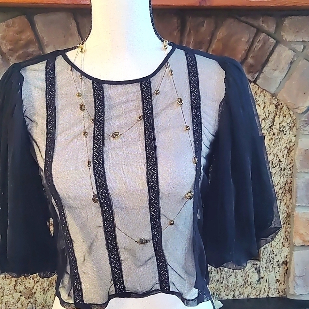 Zara Trafaluc Collection Crop Sheer Top Size S